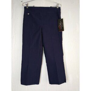 Rekucci Women's Secret Figure Knit Capri w/ Tummy Control Navy Blue Sz 6 NEW